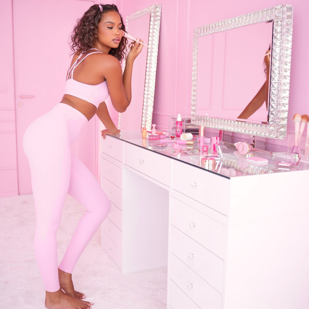 Ensemble Coiffeuse 150 cm et Miroir LED à Cristaux