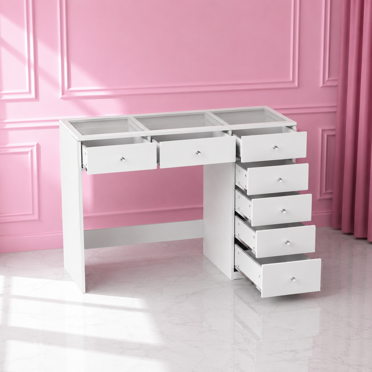 Coiffeuse Compacte 120 cm avec Tiroirs de Rangement