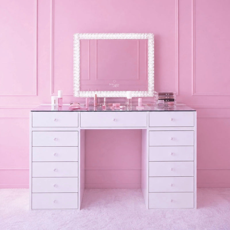 Ensemble Coiffeuse 150 cm et Miroir LED à Cristaux
