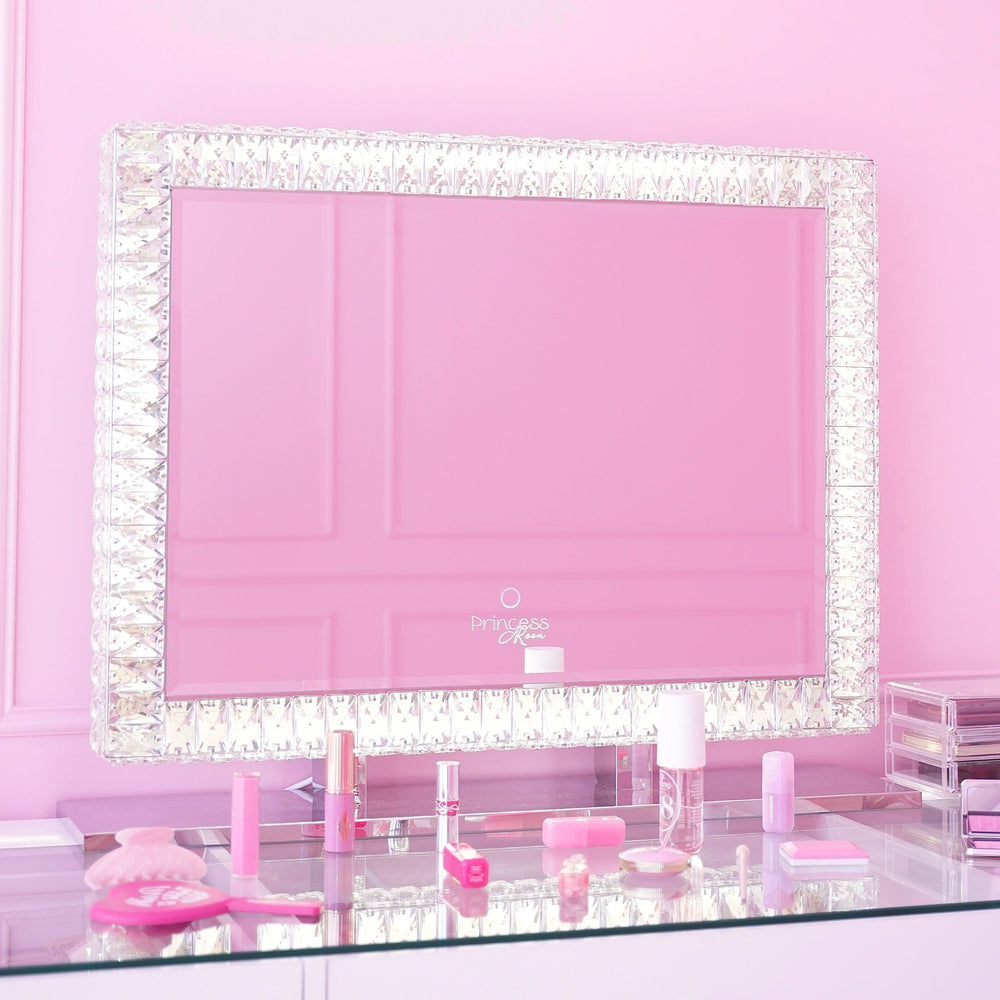 Miroir de Coiffeuse LED à Cristaux 78 x 60 cm – Lumière Réglable