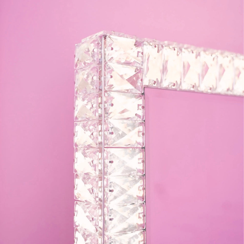 Miroir de Coiffeuse LED à Cristaux 78 x 60 cm – Lumière Réglable