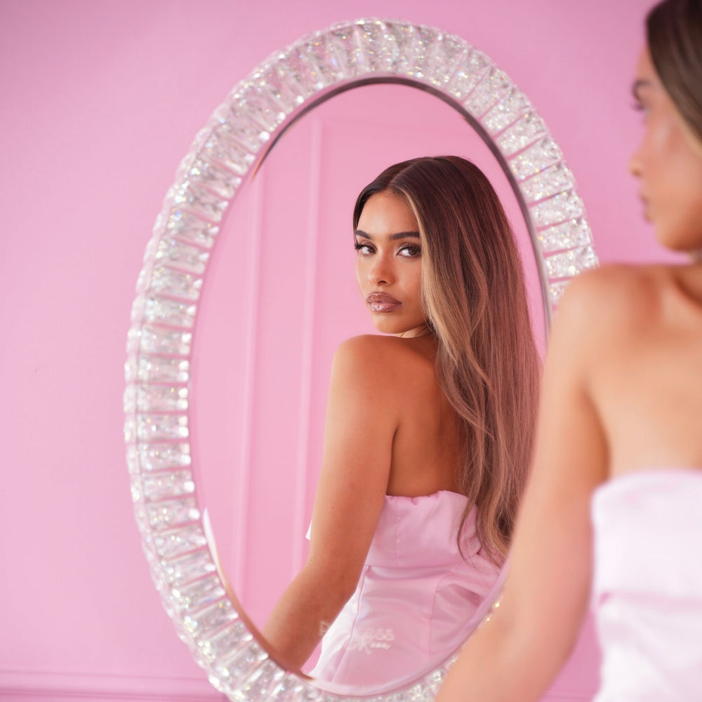 Miroir Ovale LED à Cristaux 70 x 50 cm – À Poser ou Mural
